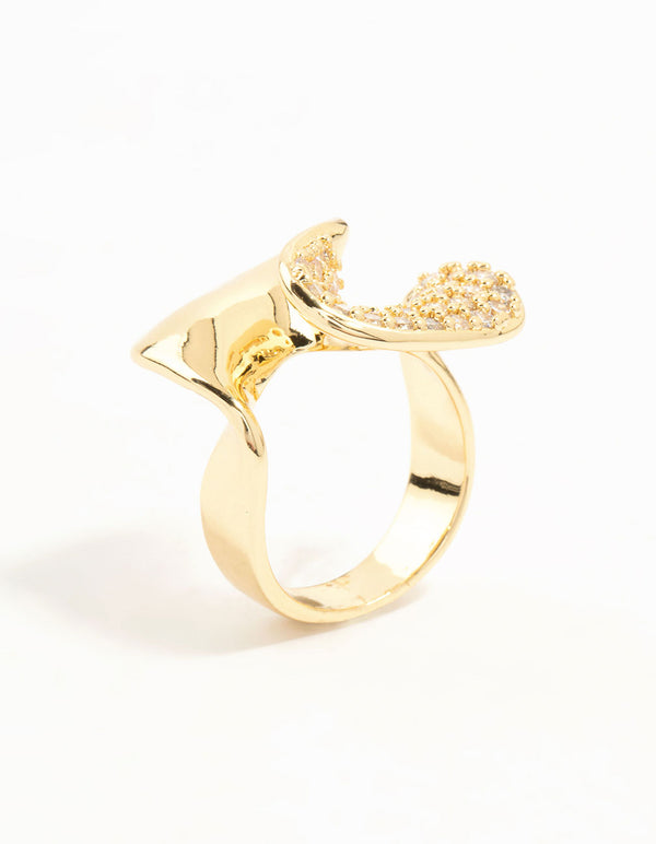 Gold Plated Cubic Zirconia Twisted Ring