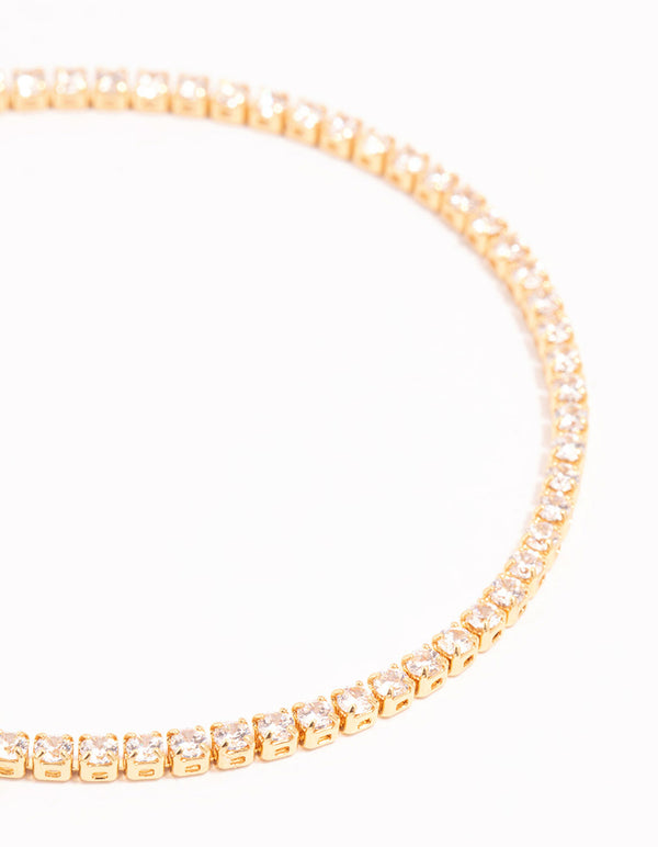 Gold Mini Round Cubic Zirconia Tennis Bracelet