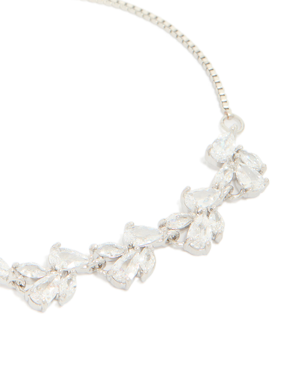 Silver Plated Cubic Zirconia Floral Toggle Bracelet