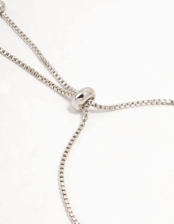 Silver Plated Cubic Zirconia Floral Toggle Bracelet