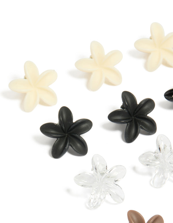 Mini Neutral Frangipani Claw Clips 10-Pack