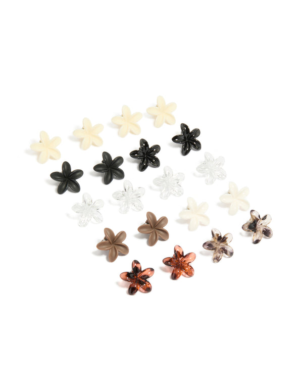 Mini Neutral Frangipani Claw Clips 10-Pack