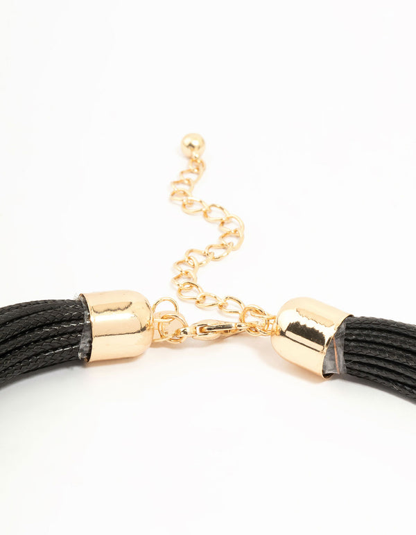Black & Gold Textured Statement Necklace