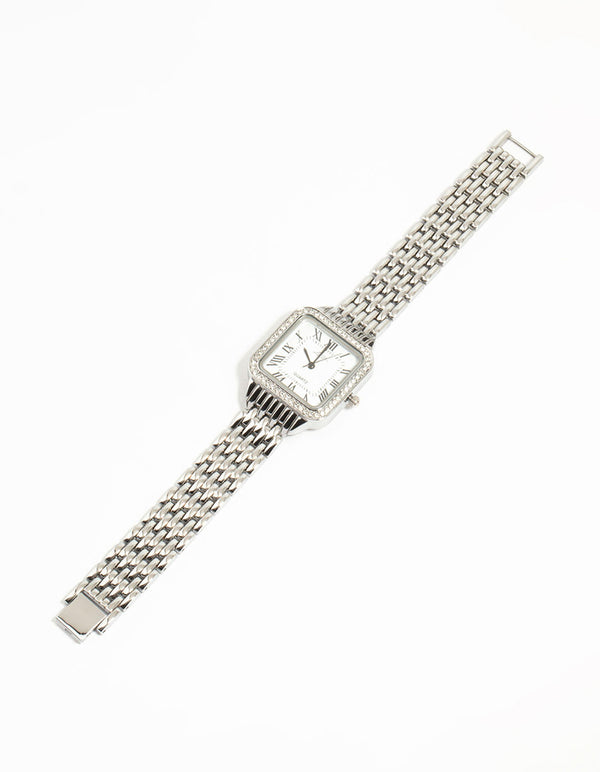 Silver Crystal Roman Numeral Watch