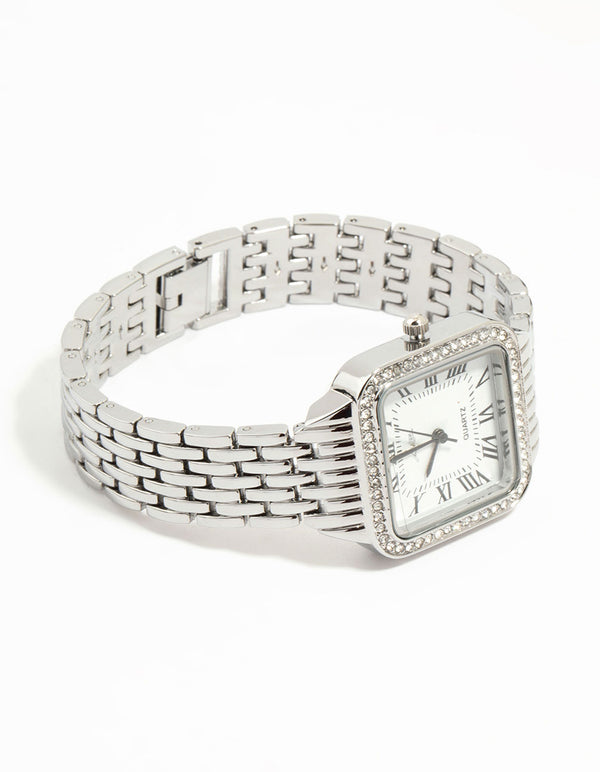Silver Crystal Roman Numeral Watch