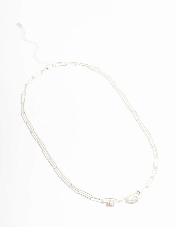 Silver Plated Oval Linked Necklace