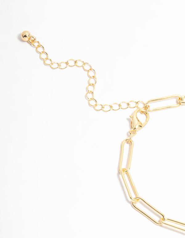 Gold Plated Mini Oval Rondell Link Bracelet