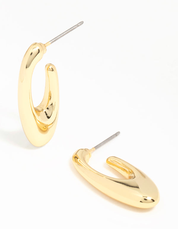 Gold Plated Drop Mini Hoop Earrings