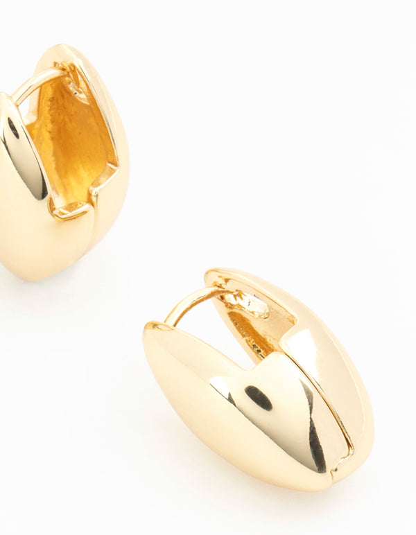 Gold Plated Pointed Huggie Earrings