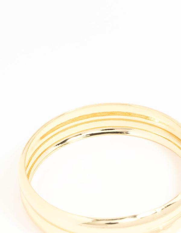 Gold Plated Wide Ribbed Bangle
