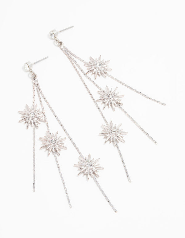 Silver Celestial Chain Drop Earrings