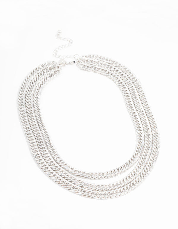 Silver Curb Chain Layered Necklace