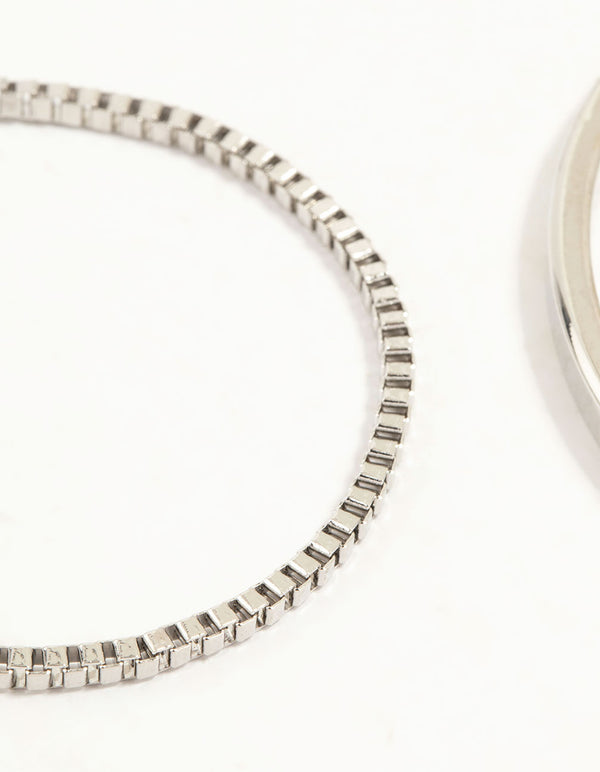 Silver Chain & Sleek Bracelets 4-Pack