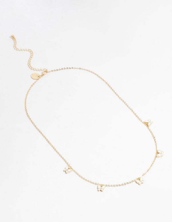 Gold Butterfly Station Necklace