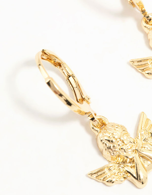 Gold Plated Cherub Huggie Earrings