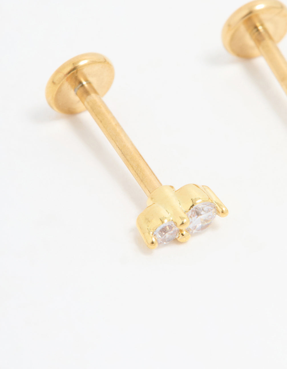 Gold Plated Titanium Cubic Zirconia Flat Back Studs