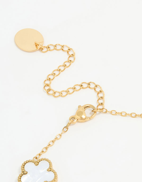 Waterproof Gold Plated Stainless Steel Diamante Flower Bracelet