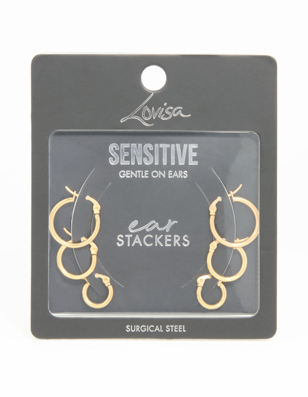 Gold Plated Surgical Steel Clasp Hoop Earrings 2-Pack