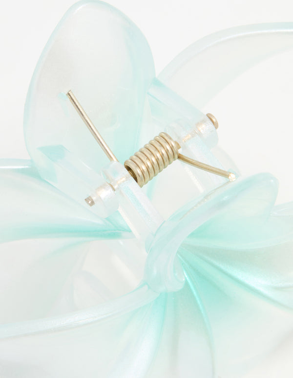 Blue Ombre Pearlised Frangipani Flower Claw Clip
