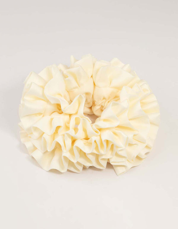 Cream Large Oversized Ruffle Fabric Scrunchie
