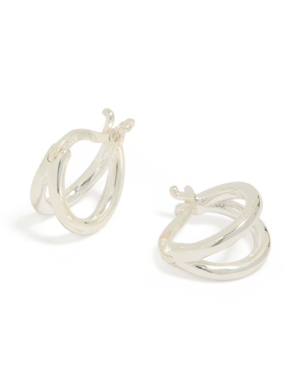 Sterling Silver Chubby Double Hoop Earrings