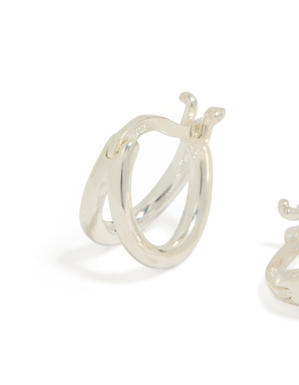 Sterling Silver Chubby Double Hoop Earrings