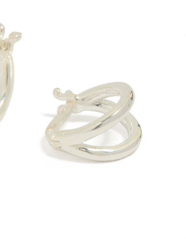 Sterling Silver Chubby Double Hoop Earrings
