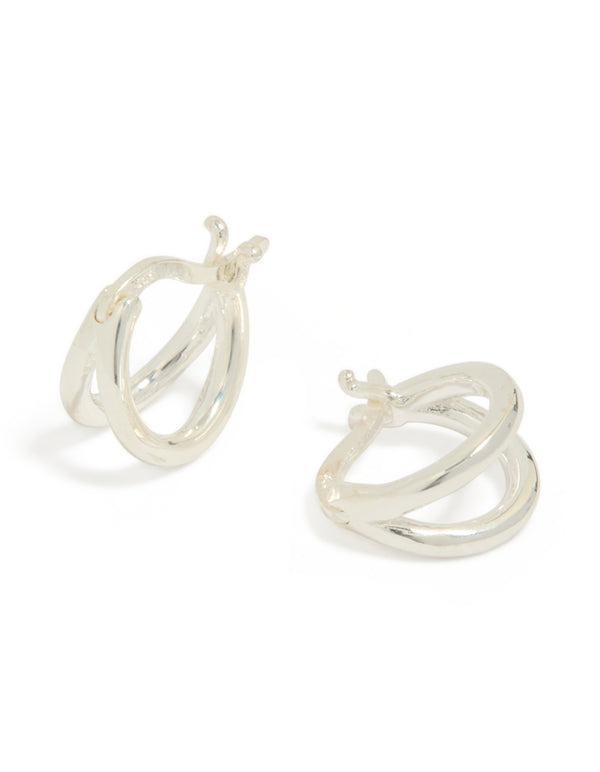 Sterling Silver Chubby Double Hoop Earrings