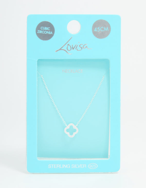 Sterling Silver Cubic Zirconia Flower Pendant Necklace