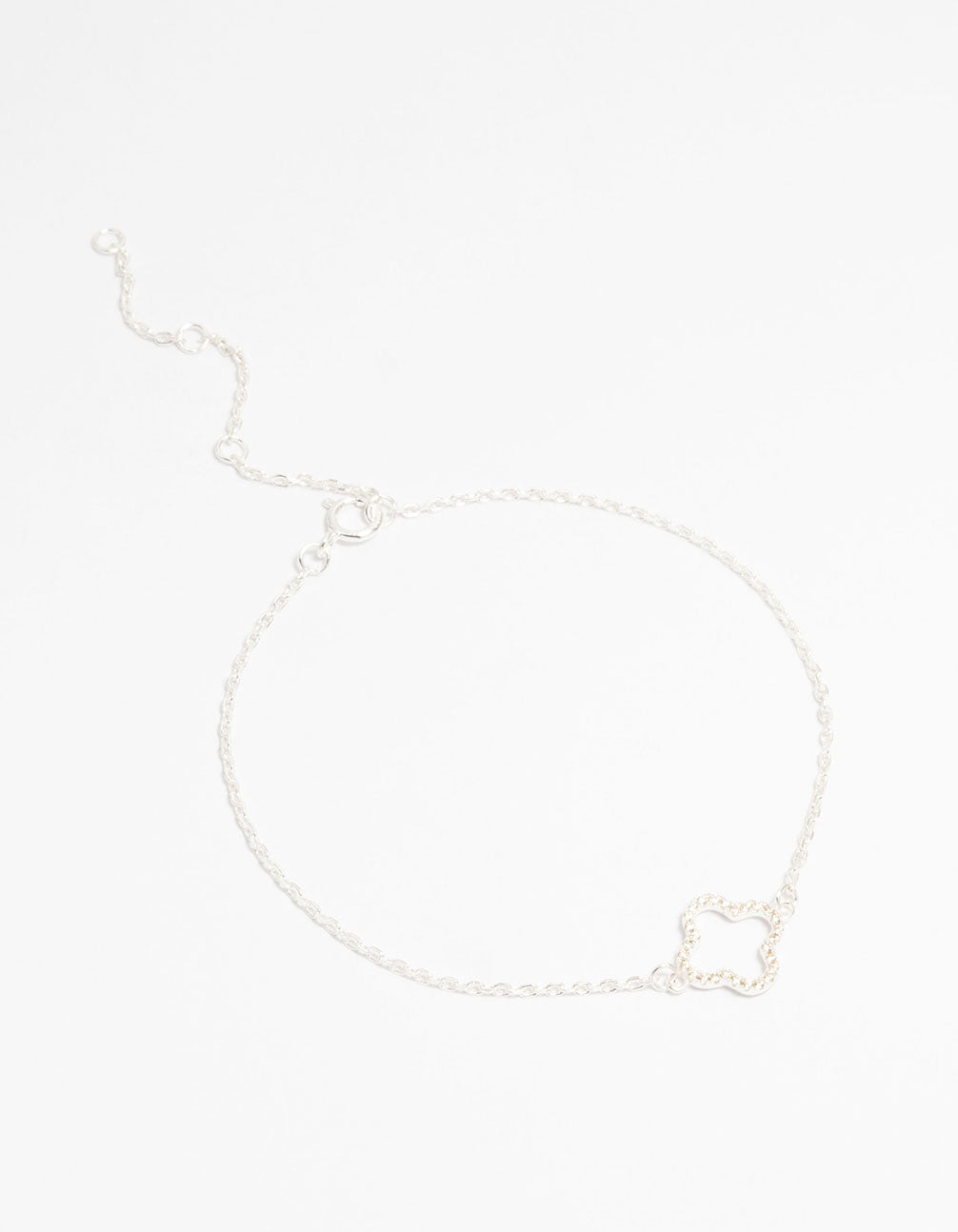 Sterling Silver Cubic Zirconia Flower Bracelet