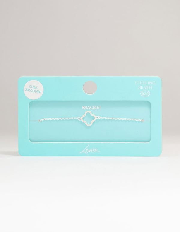 Sterling Silver Cubic Zirconia Flower Bracelet