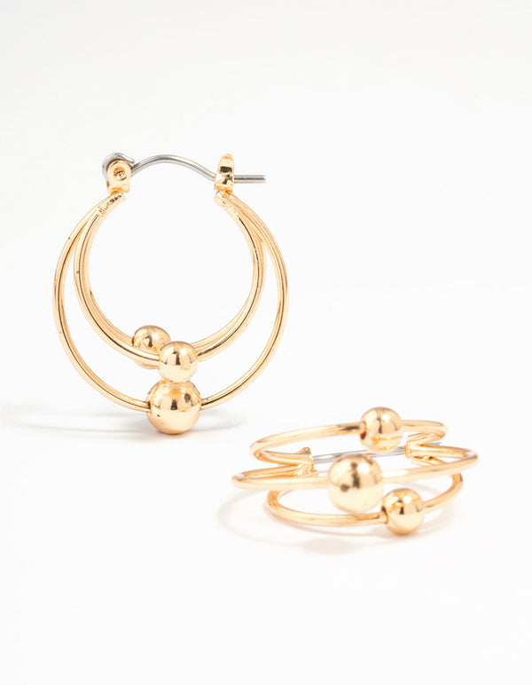 Gold Ball Hoop Earrings