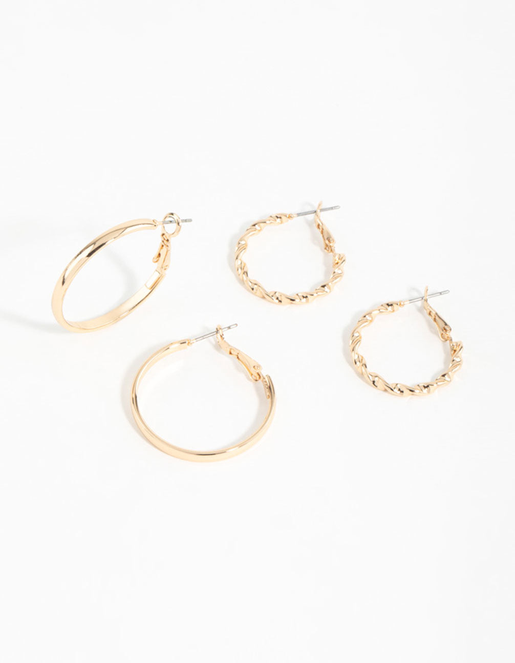 Gold Flat Twist Mixed Hoop Earrings 2-Pack