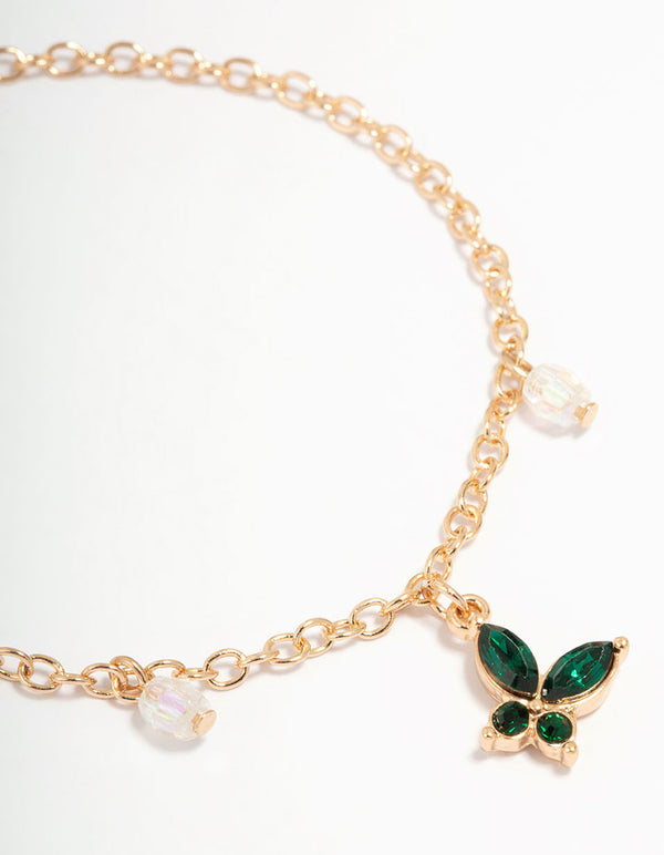 Gold Diamante Butterfly Bracelets 2- Pack