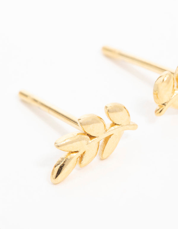Gold Plated Surgical Steel Leaf Stud Earrings