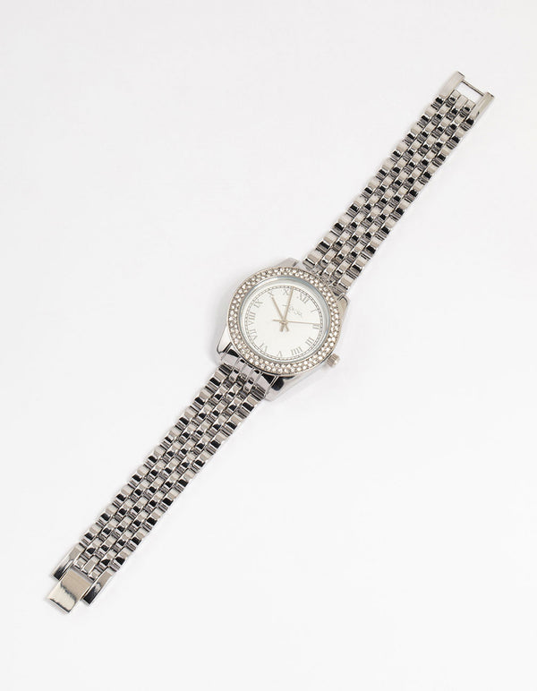 Silver Diamante Medium Watch