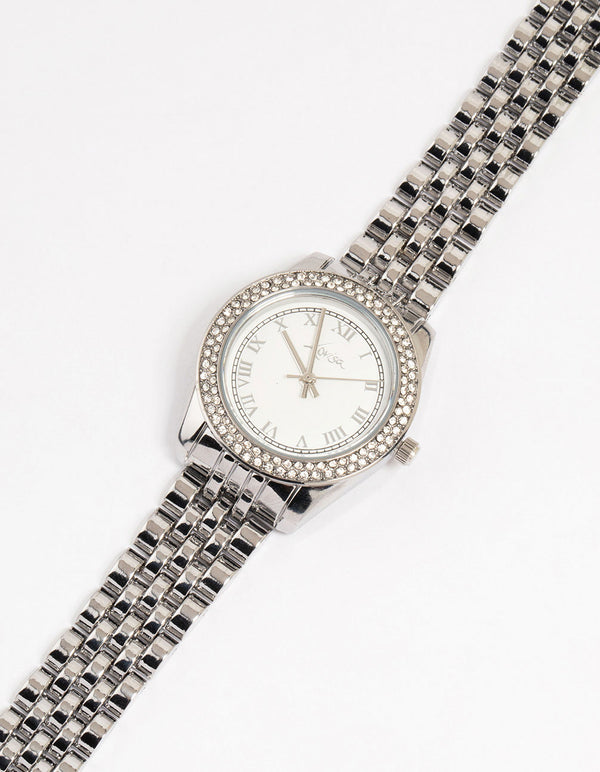 Silver Diamante Medium Watch