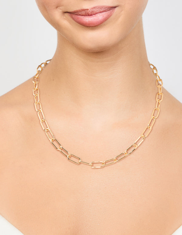 Gold Plated Oval Link Necklace