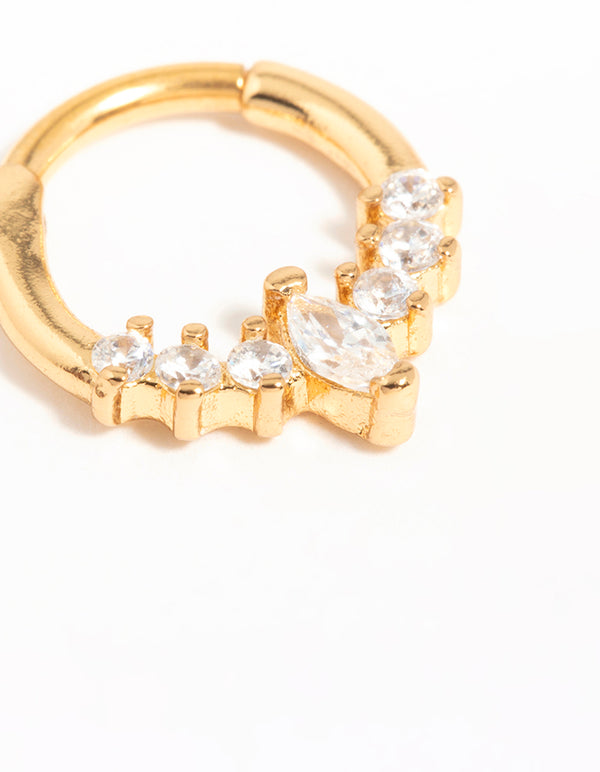 Gold Plated Surgical Steel Diamante Crown Ear Clicker