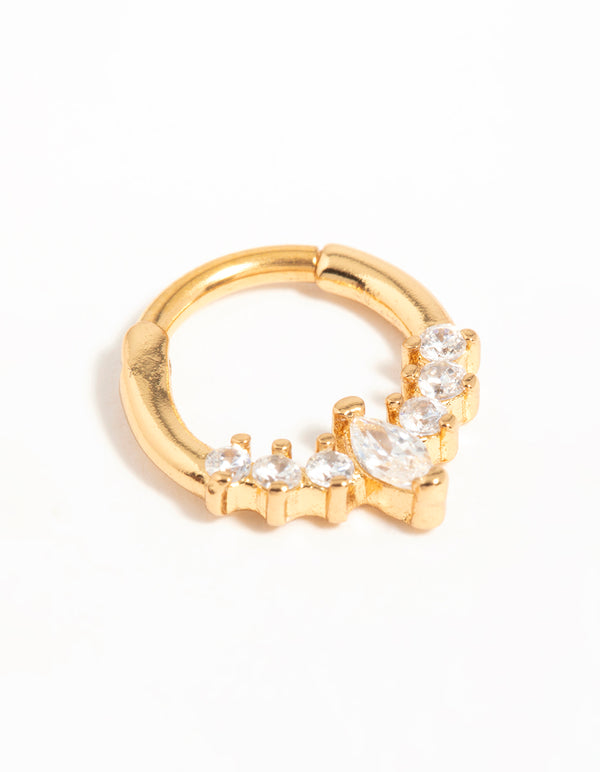 Gold Plated Surgical Steel Diamante Crown Ear Clicker