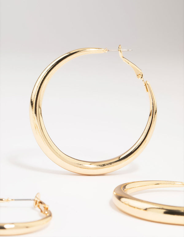 Gold Smooth Huggie Hoop Earrings 3-Pack