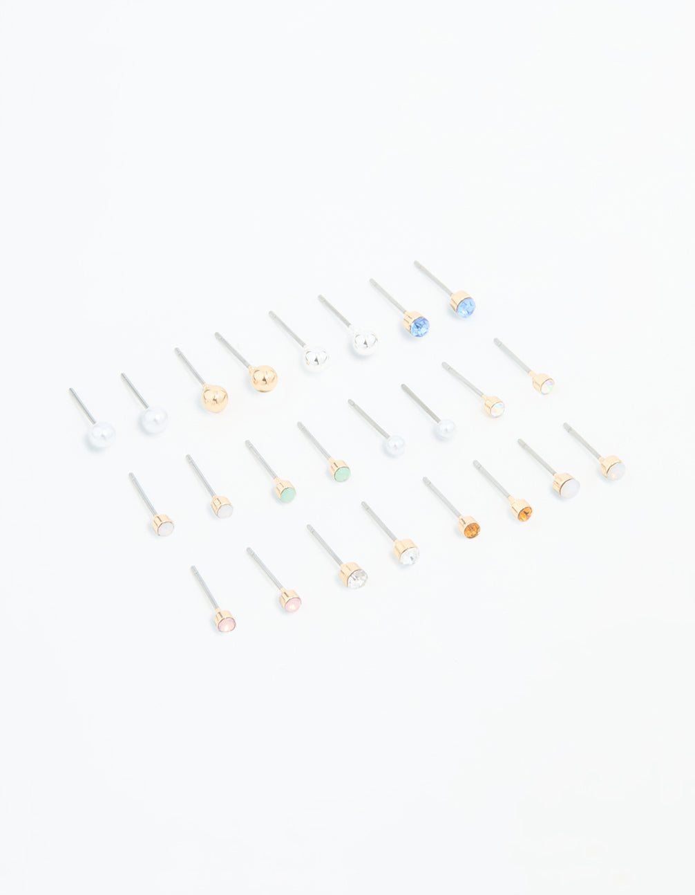 Gold Mixed Basic Small Stud Earrings 8-Pack