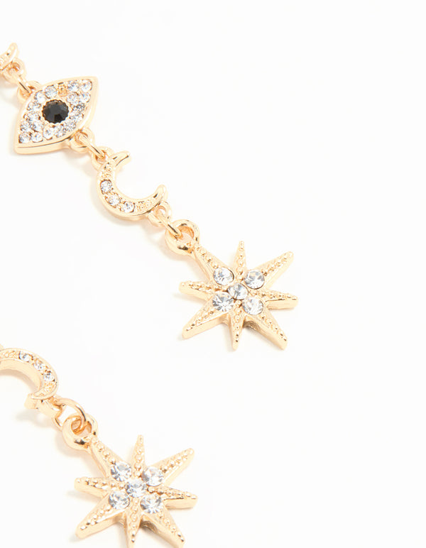 Gold Celestial Drop Earrings