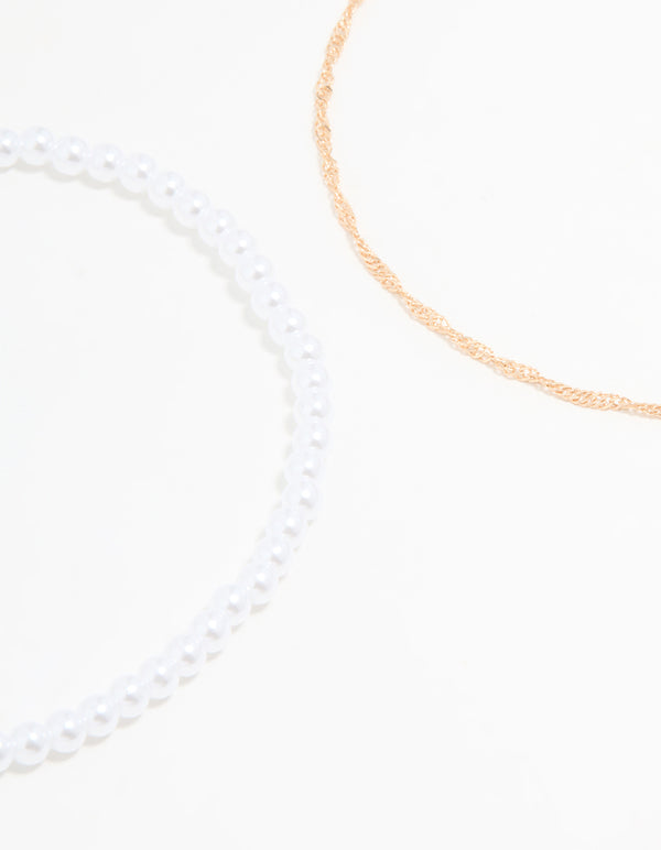 Gold Pearl Sea Anklets 3-Pack