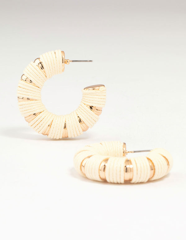 Gold & Paper Raffia Hoop Earrings
