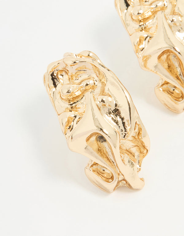 Gold Molten Texture Earrings