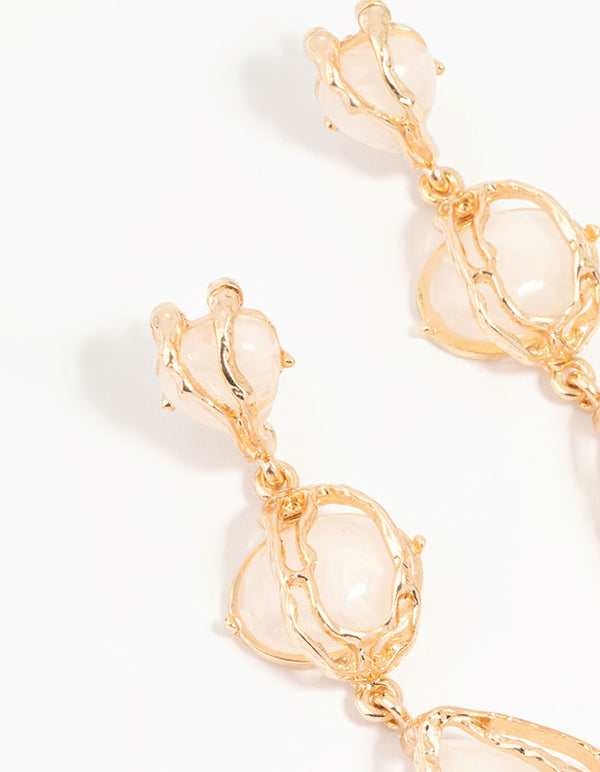 Acrylic Gold Wrapped Drop Earrings