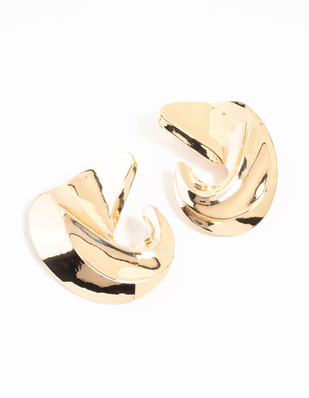 Gold Twisted Large Stud Earrings