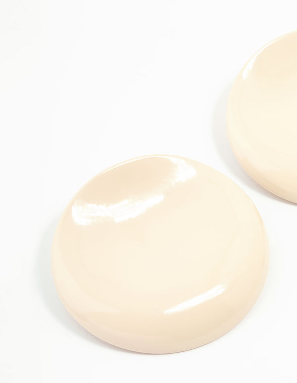 Beige Acrylic Stone Disc Stud Earrings