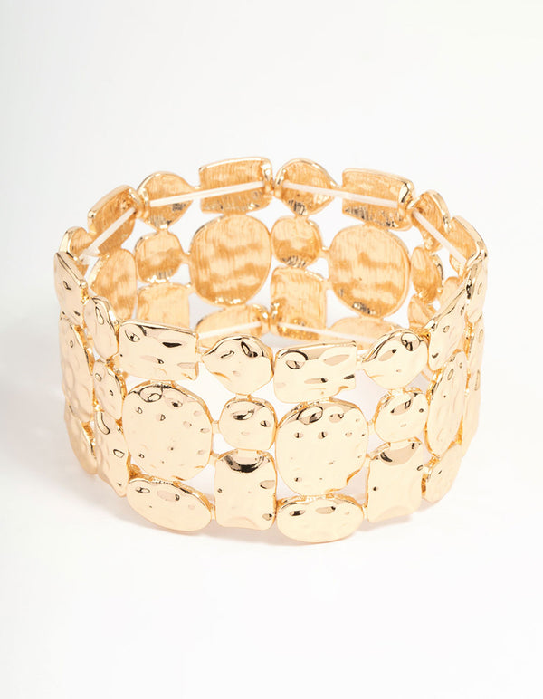 Gold Molten Layered Stretch Bracelet